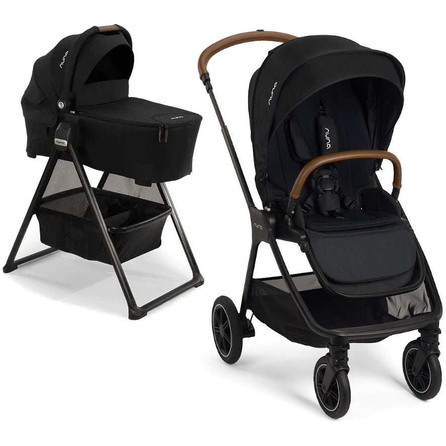 travel system stroller with bassinet Nuna TRIV Next Stroller + Bassinet Caviar