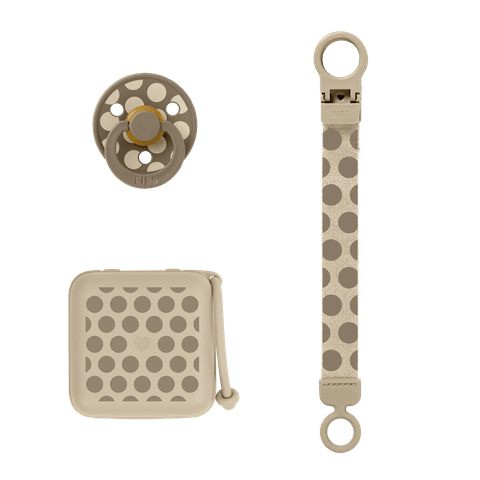 BIBS Soothe & Go Polka Gift Set Dark Oak/Vanilla