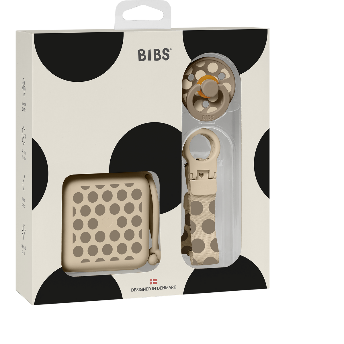 BIBS Soothe & Go Polka Gift Set Dark Oak/Vanilla
