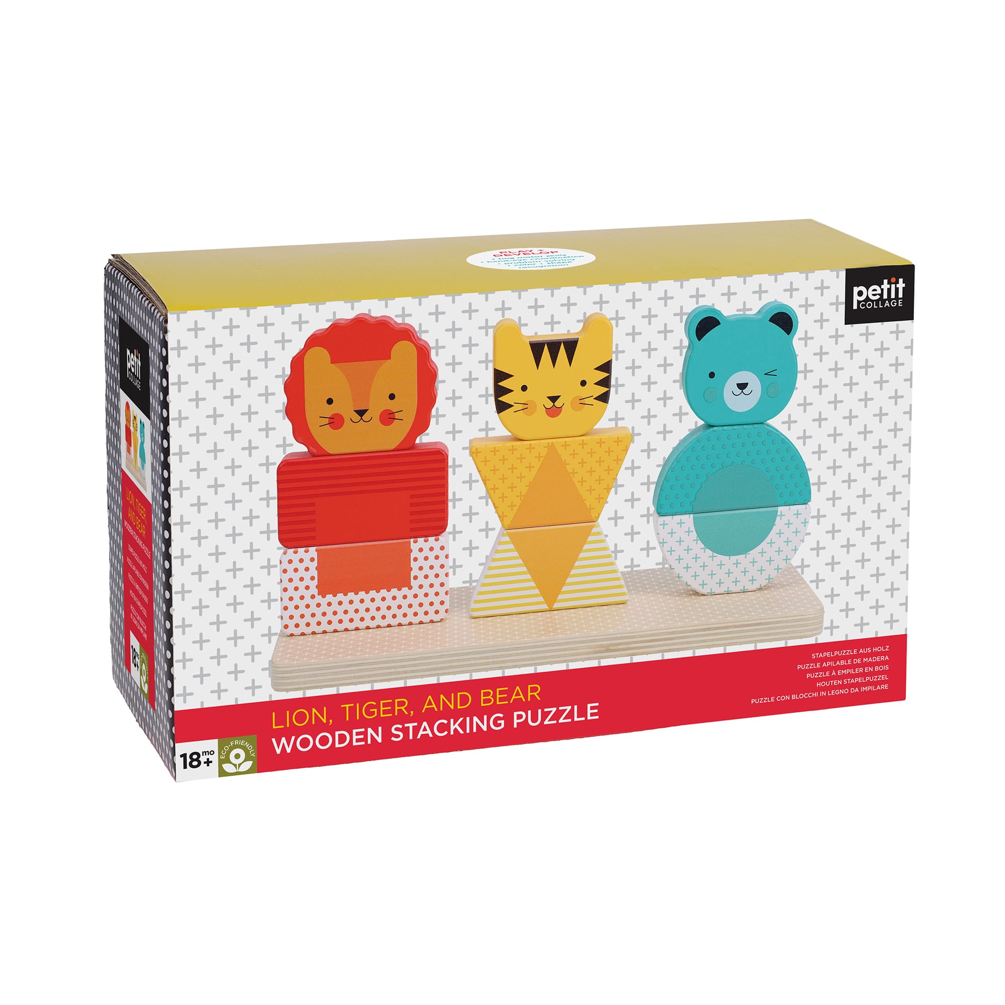 Petit Collage Lion, Tiger, and Bear Wooden Stacking Puzzle