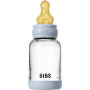 BIBS Baby Glass Bottle Set 4oz Latex | Baby Blue