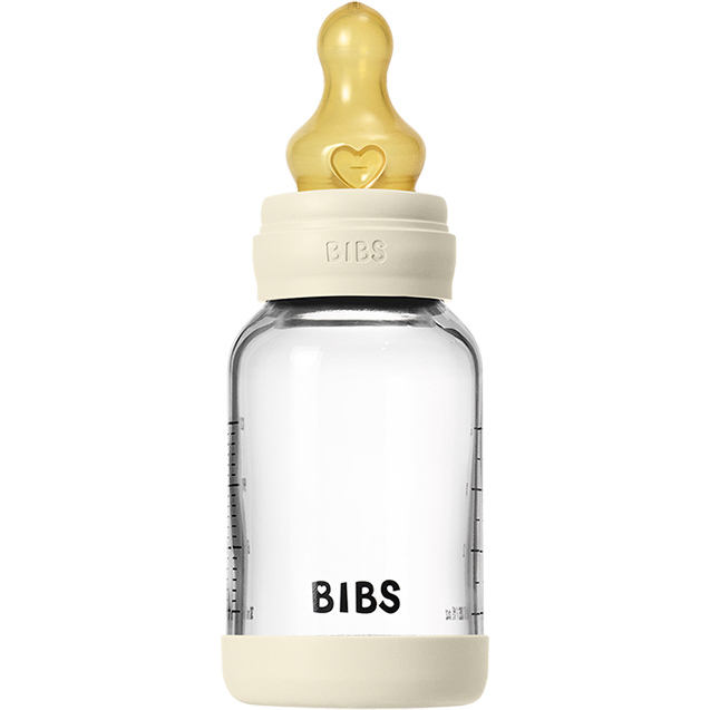 BIBS Baby Glass Bottle Set 4oz Latex | Ivory