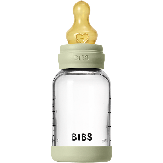 BIBS Baby Glass Bottle Set 4oz Latex | Sage