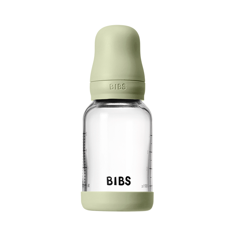 BIBS Baby Glass Bottle Set 4oz Latex | Sage