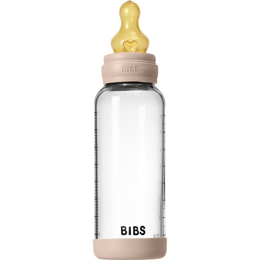 BIBS Baby Glass Bottle Set 8oz Latex Blush