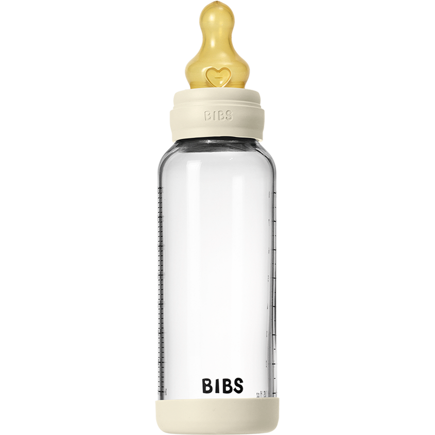 BIBS Baby Glass Bottle Set 8oz Latex | Ivory