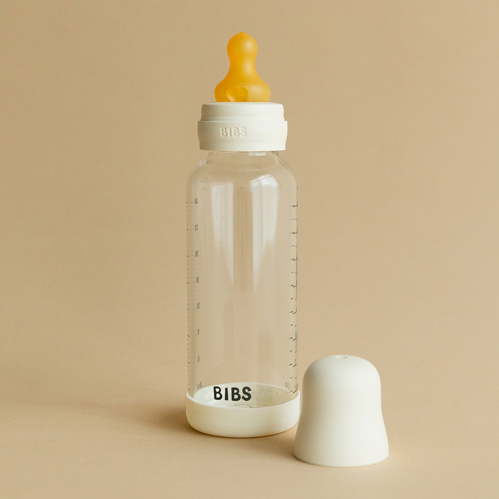 BIBS Baby Glass Bottle Set 4oz Latex | Ivory