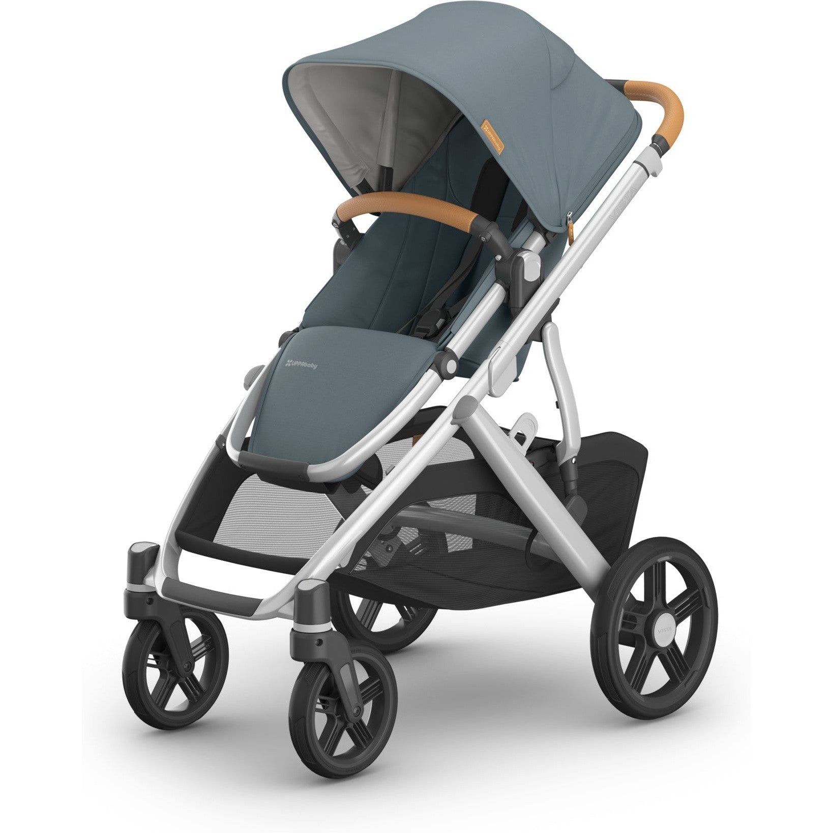 2018 uppababy vista stroller emmett green melange silver saddle leather UPPAbaby Vista V3 Stroller