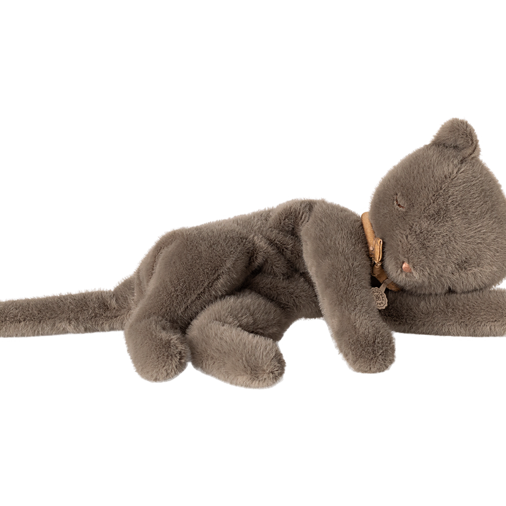 Maileg Sleeping kitten plush, Medium - Grey