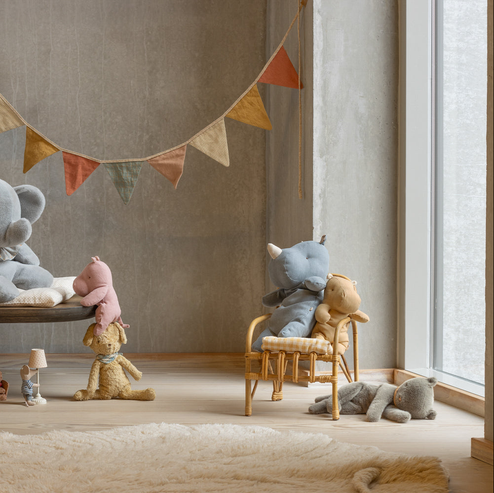 Maileg Sleeping kitten plush, Medium - Grey