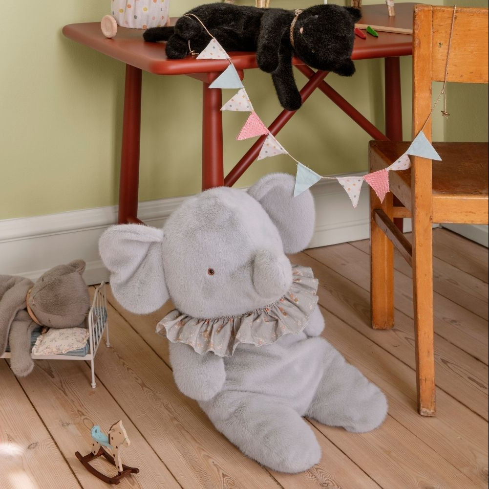 Maileg Elephant plush, Big - Blue/grey