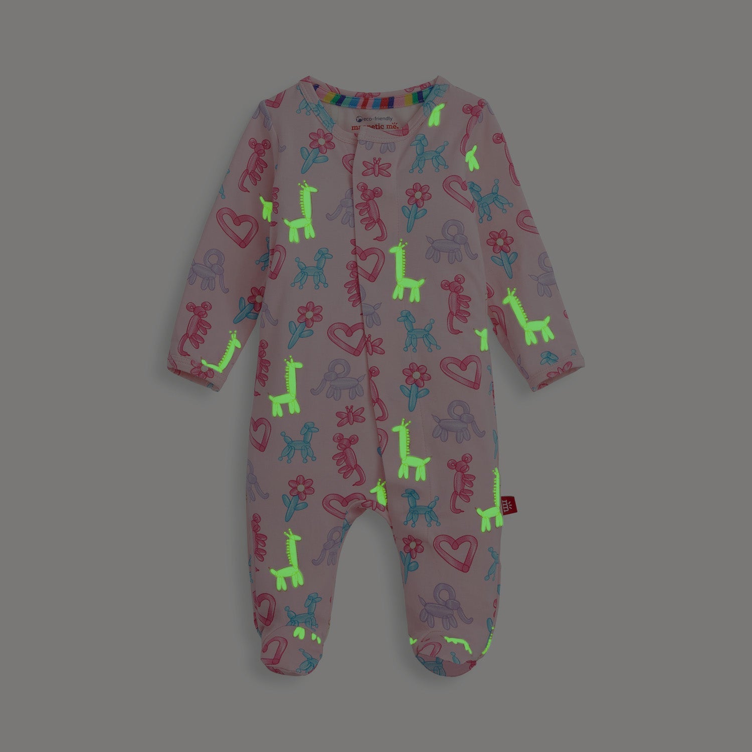 Magnetic Me Pink Party Animals Glow Dark Magnetic Modal Footie