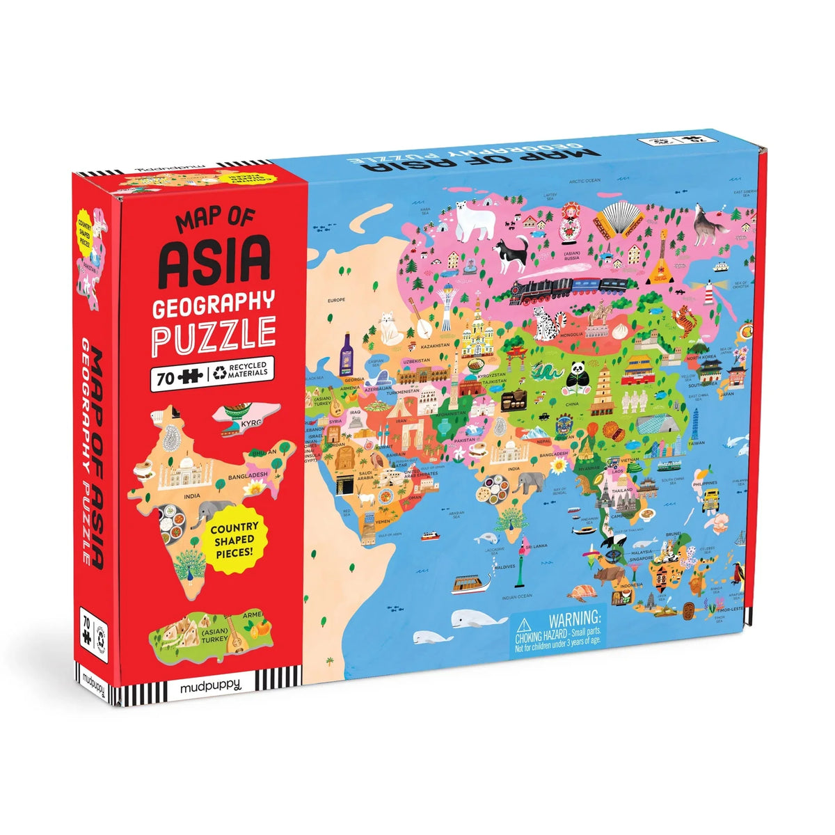 Mudpuppy Map of Asia 70-Piece Geography Puzzle