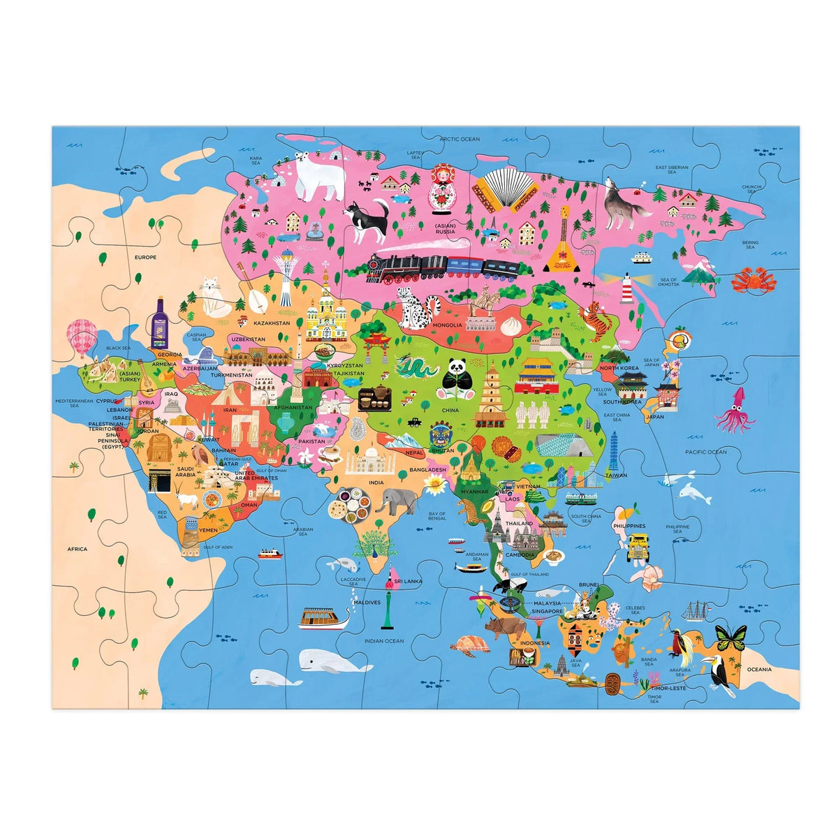 Mudpuppy Map of Asia 70-Piece Geography Puzzle