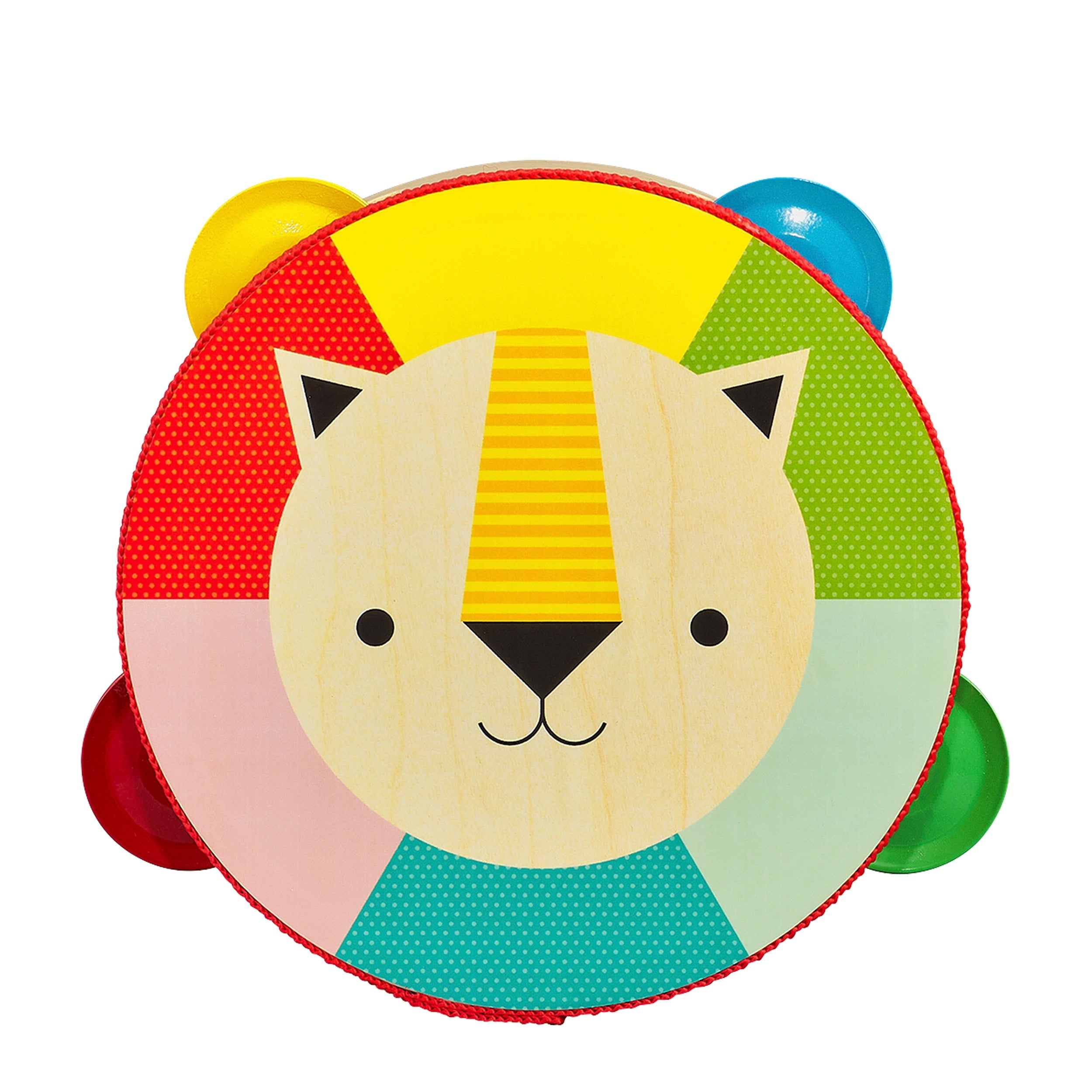 Petit Collage Kaleidoscope Wooden Lion Tambourine