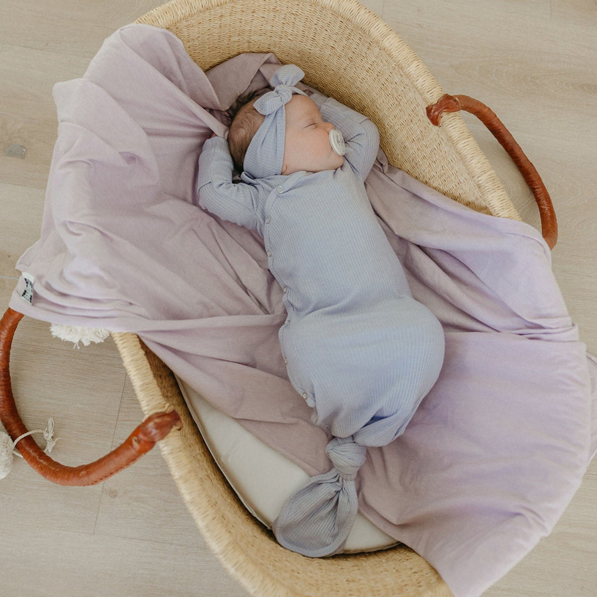 Copper Pearl Rib Knit Newborn Knotted Gown | Periwinkle