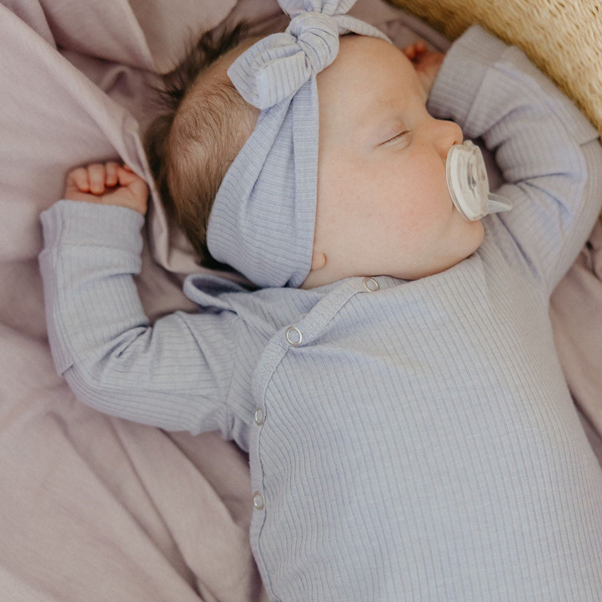 Copper Pearl Rib Knit Newborn Knotted Gown | Periwinkle