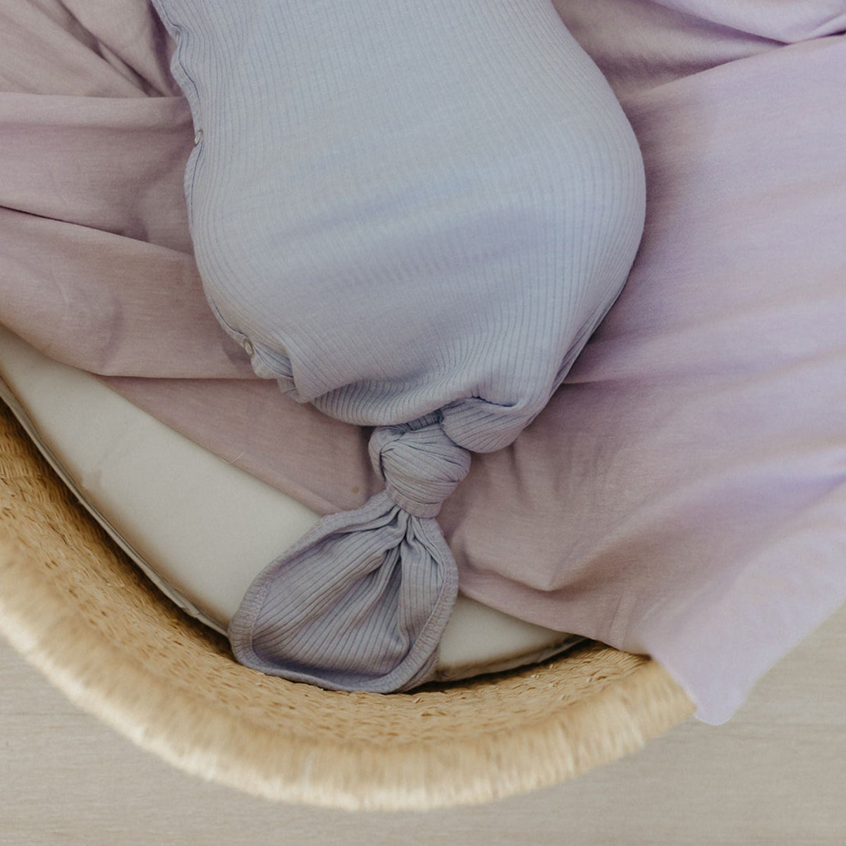 Copper Pearl Rib Knit Newborn Knotted Gown | Periwinkle