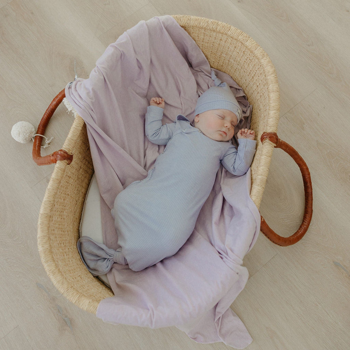 Copper Pearl Rib Knit Newborn Knotted Gown | Periwinkle