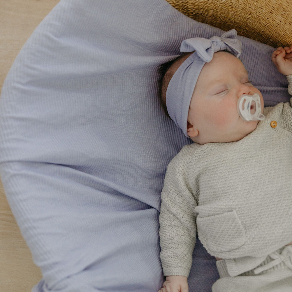 Copper Pearl Rib Knit Swaddle Blanket | Periwinkle