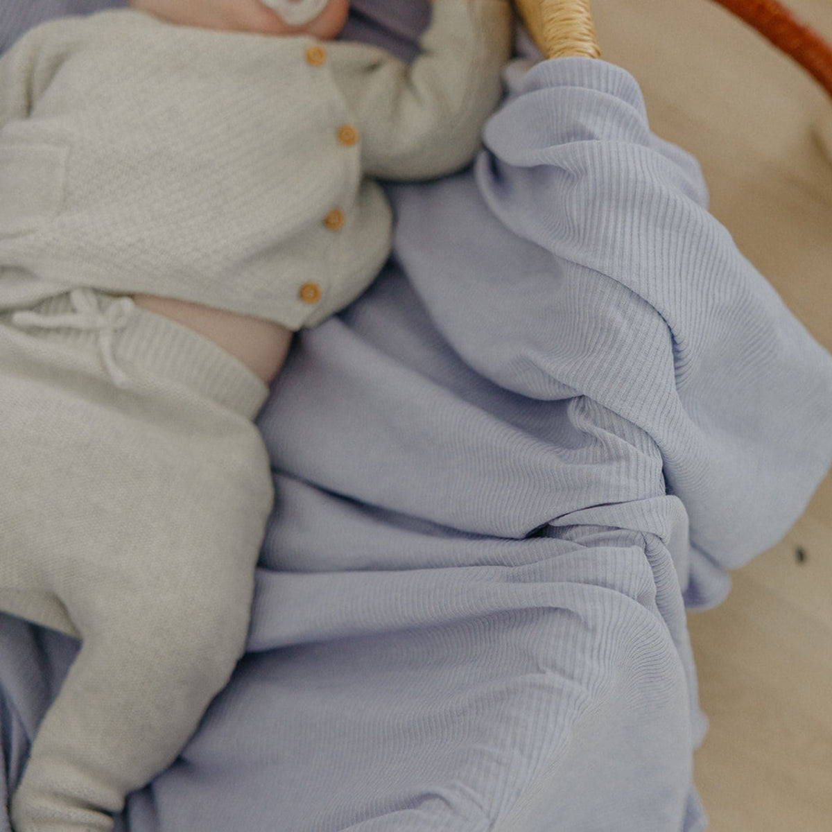 Copper Pearl Rib Knit Swaddle Blanket | Periwinkle