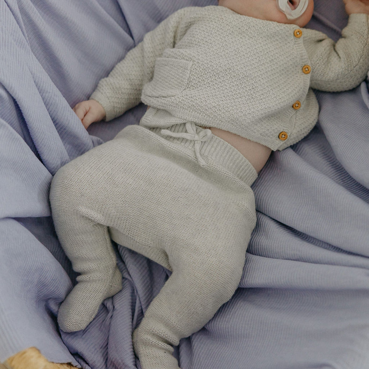 Copper Pearl Rib Knit Swaddle Blanket | Periwinkle