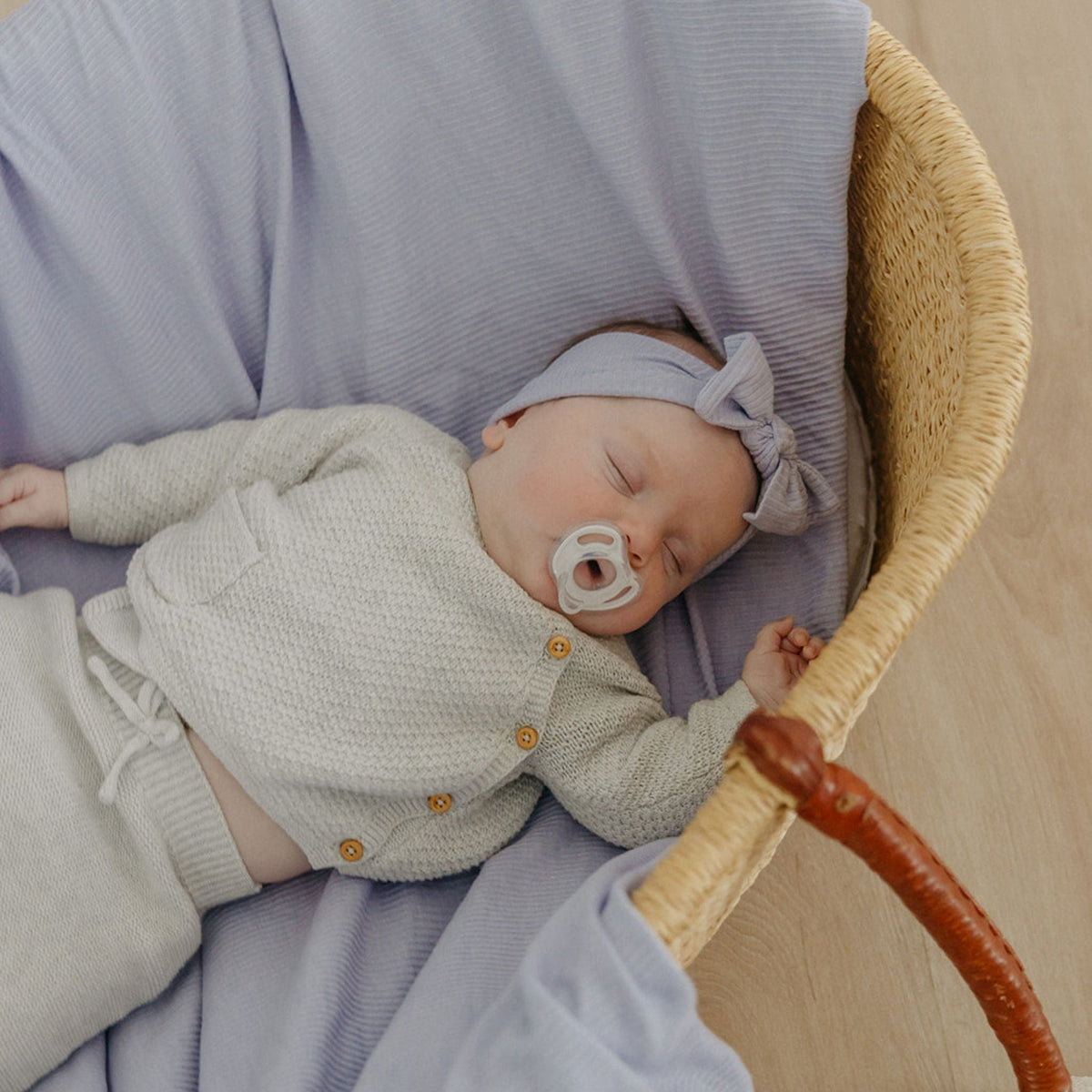 Copper Pearl Rib Knit Swaddle Blanket | Periwinkle