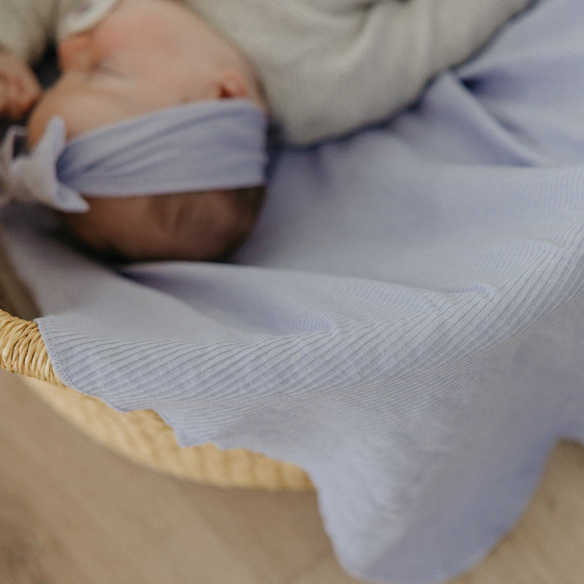 Copper Pearl Rib Knit Swaddle Blanket | Periwinkle