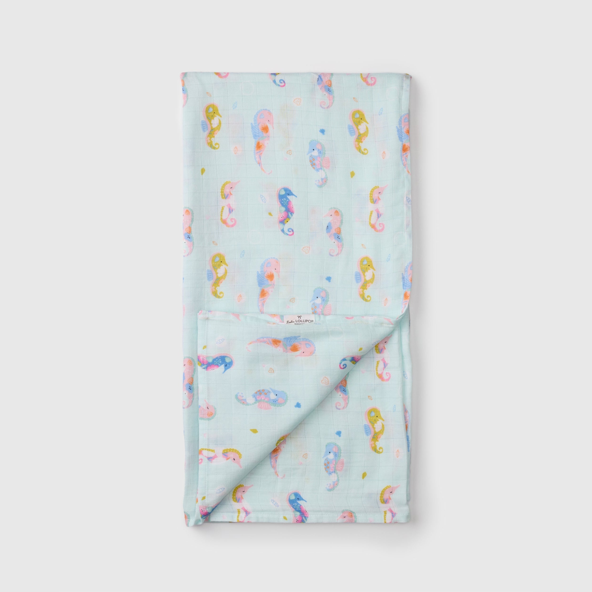 Loulou Lollipop Muslin Swaddle | Painterly Seahorses