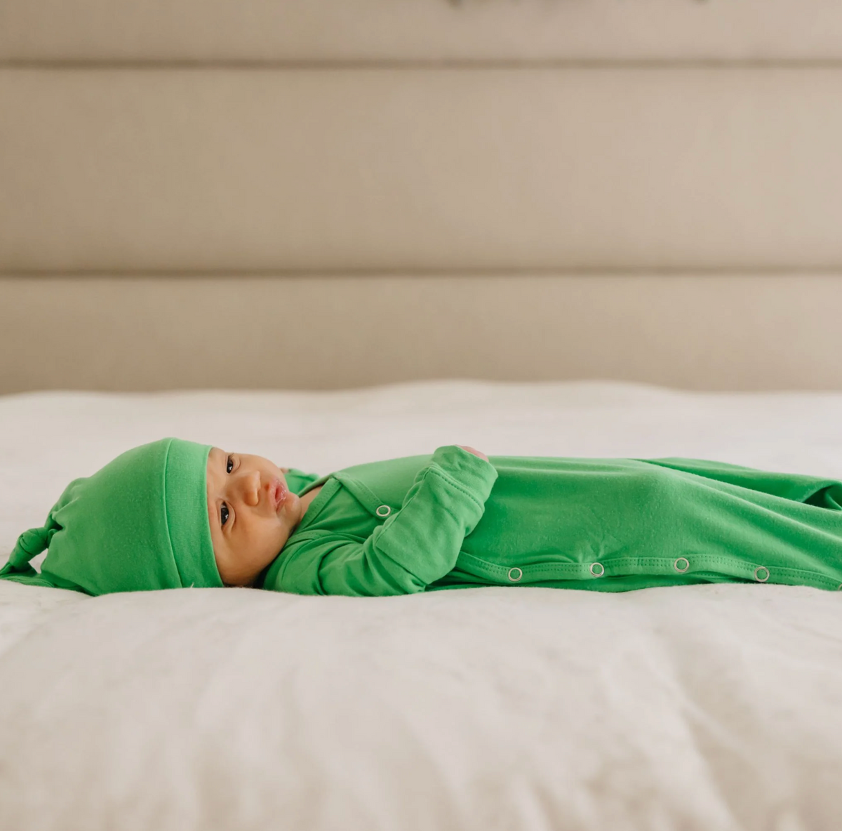 Copper Pearl New Born Knotted Gown | Lime