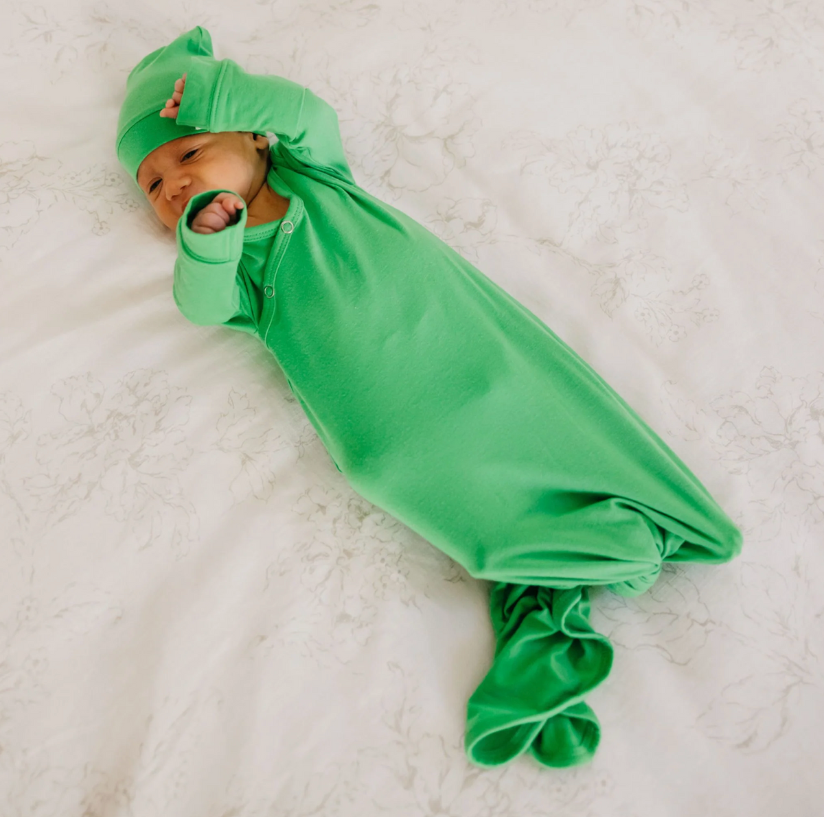 Copper Pearl New Born Knotted Gown | Lime