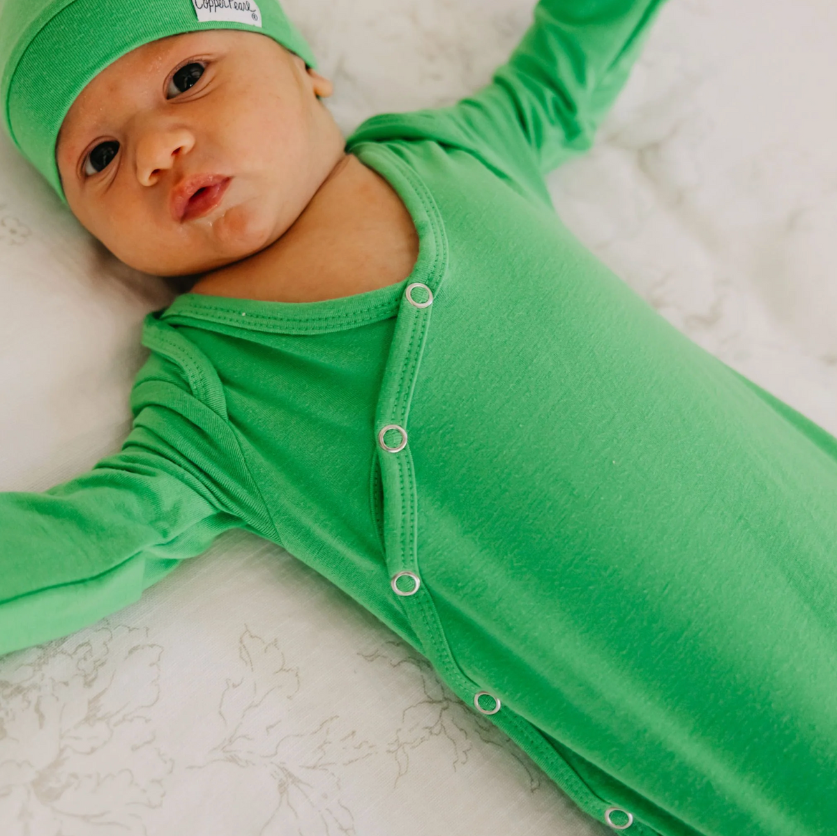 Copper Pearl New Born Knotted Gown | Lime