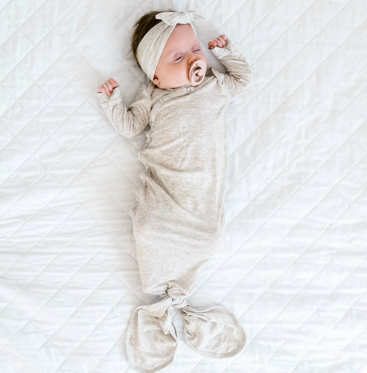 Copper Pearl New Born Knotted Gown | Oat