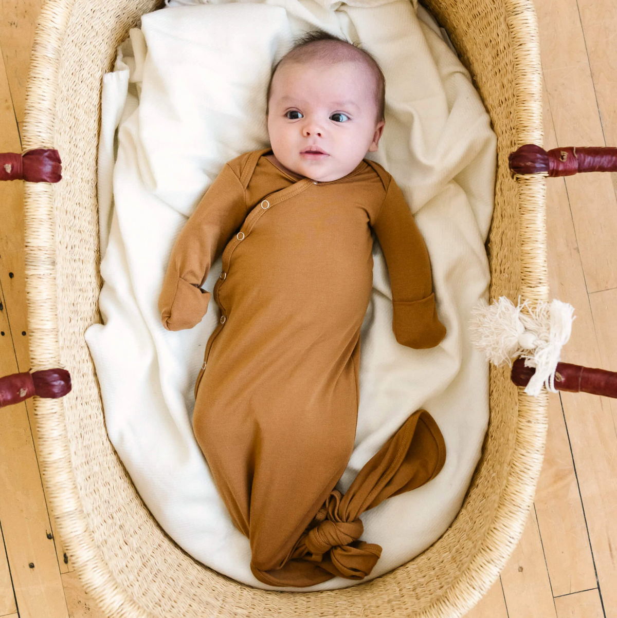 Copper Pearl New Born Knotted Gown | Camel