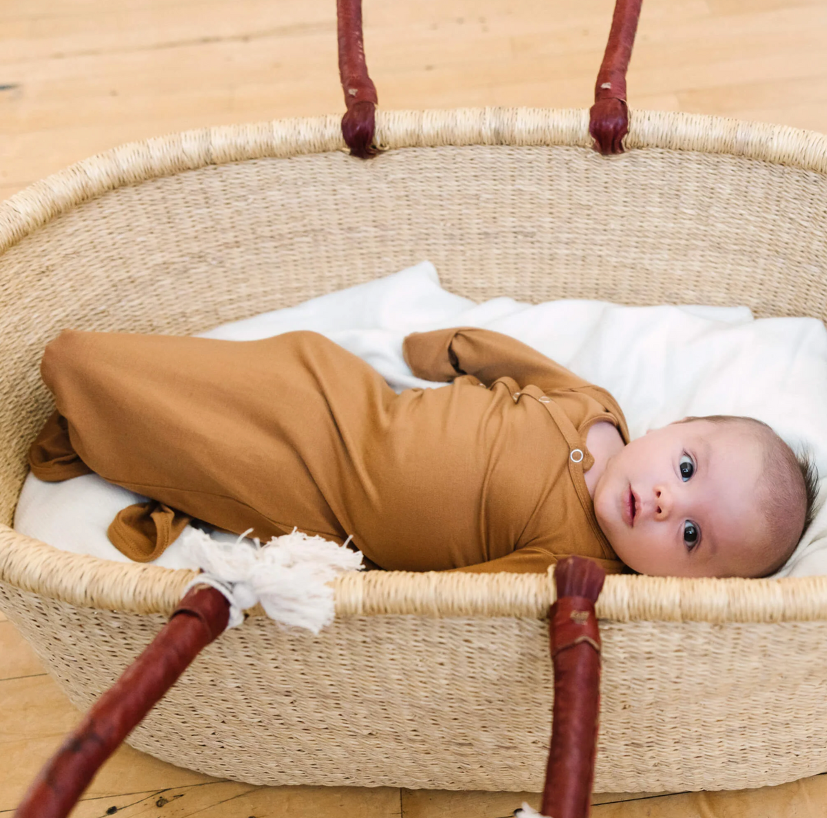 Copper Pearl New Born Knotted Gown | Camel