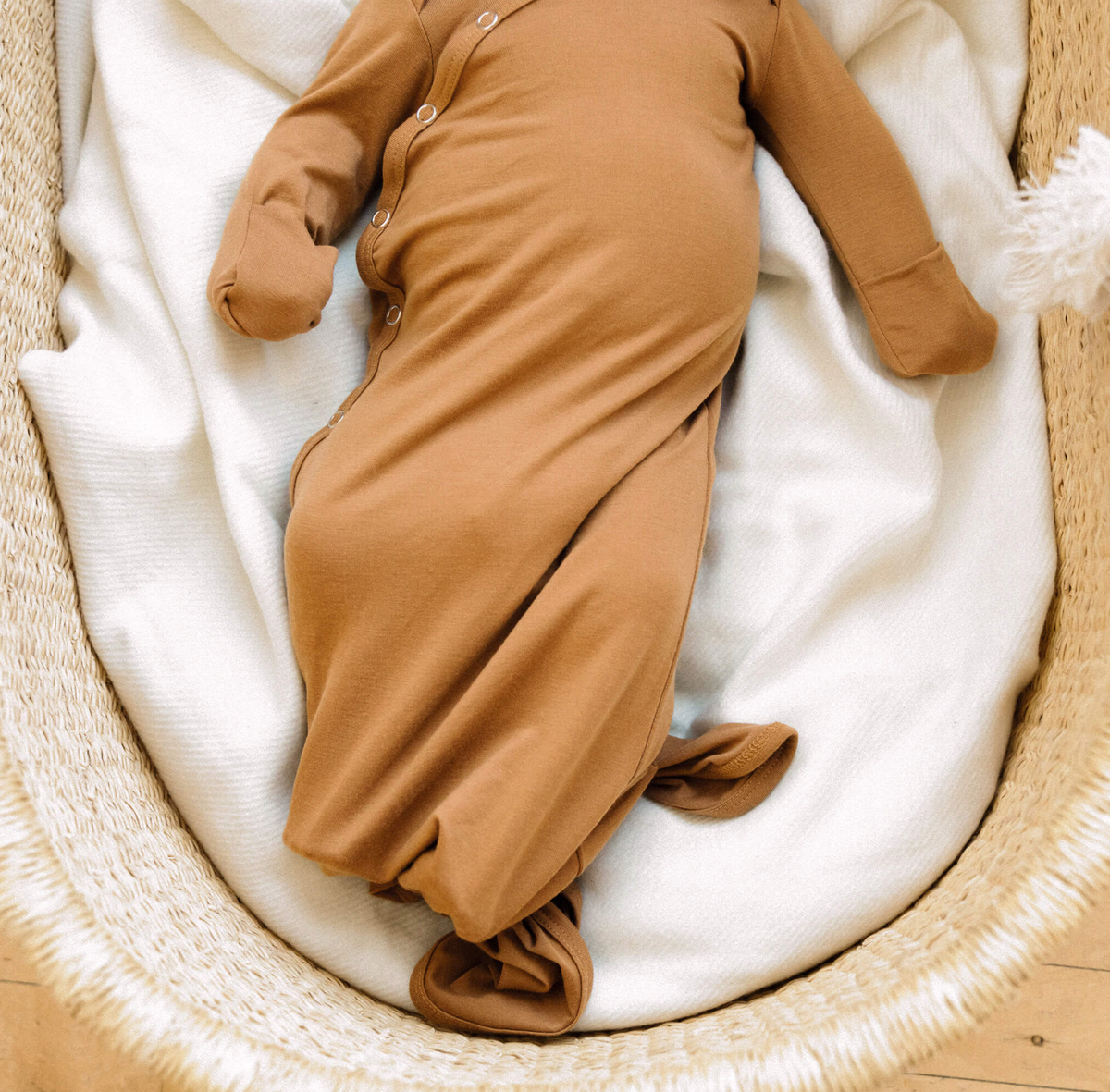 Copper Pearl New Born Knotted Gown | Camel