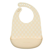 Loulou Lollipop Silicone Bib Printed | Neutral Checkerboard