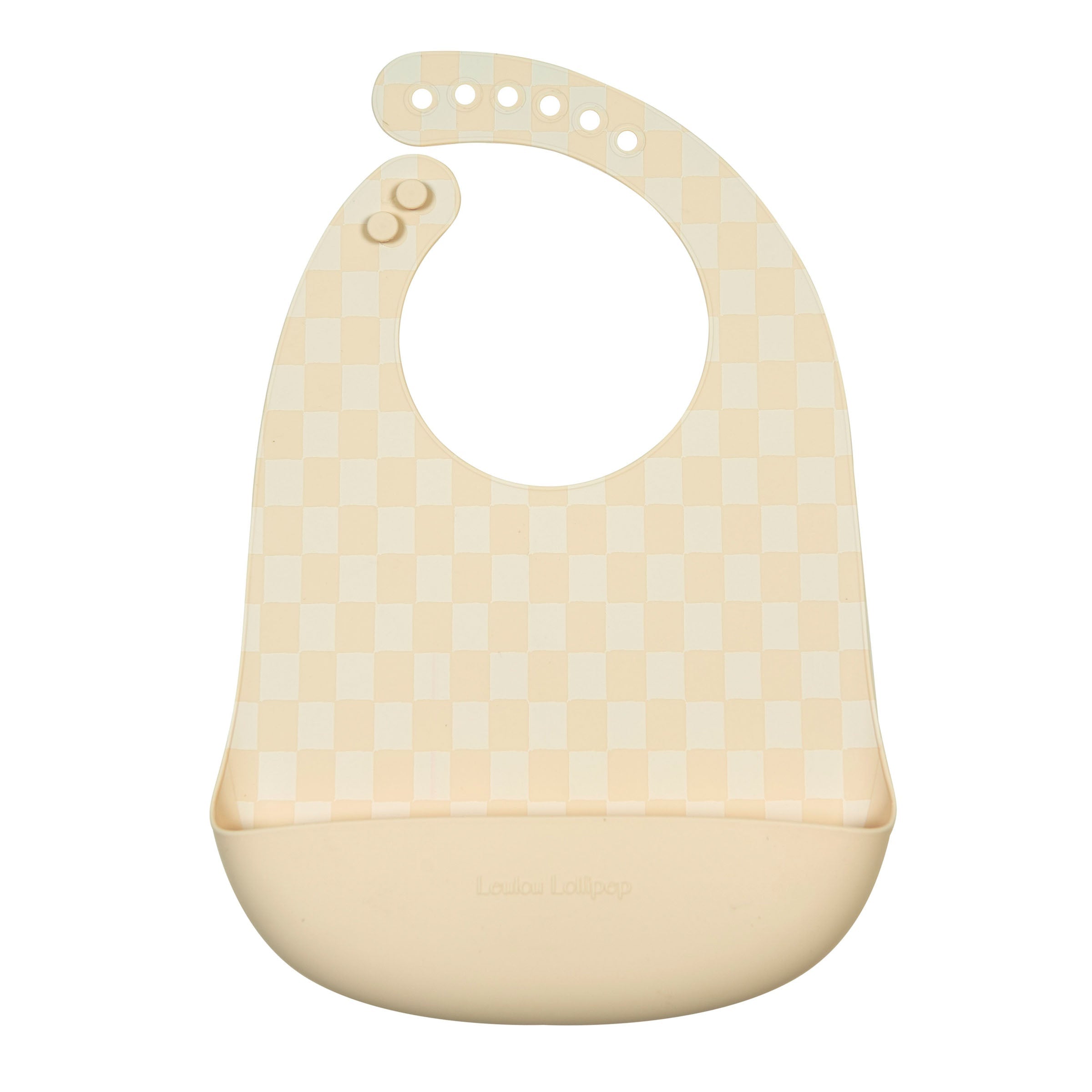 Loulou Lollipop Silicone Bib Printed | Neutral Checkerboard