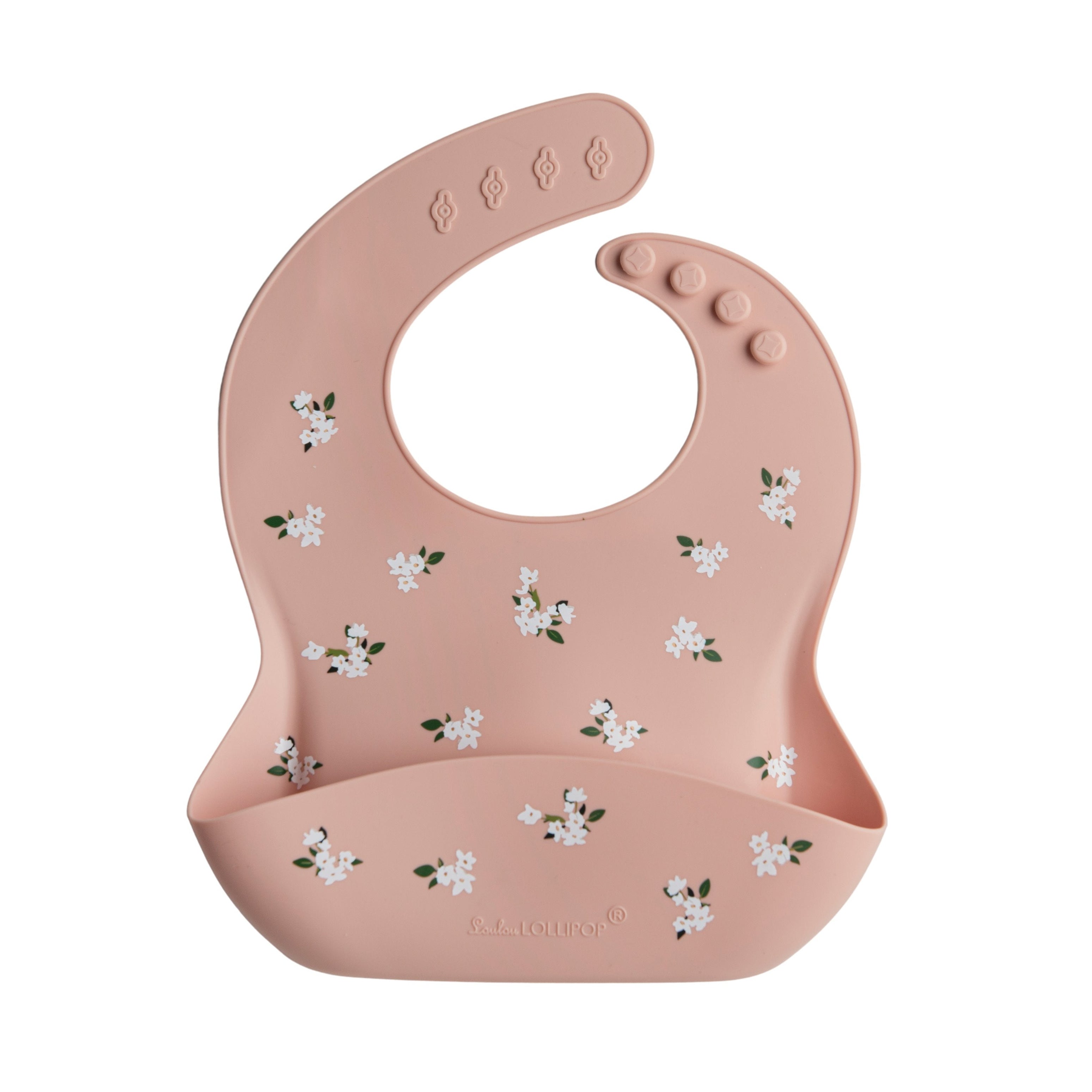 Loulou Lollipop Silicone Bib Printed | White Flower