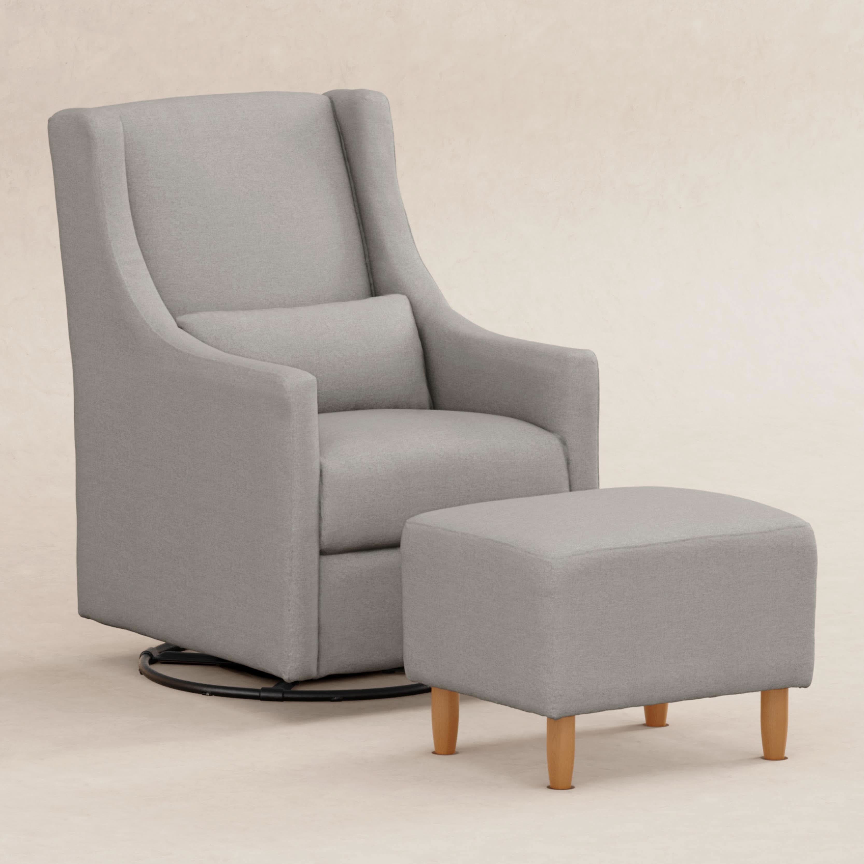 Babyletto Toco Swivel Glider and Ottoman in Eco-Performance Fabric | Water Repellent & Stain Resistant
