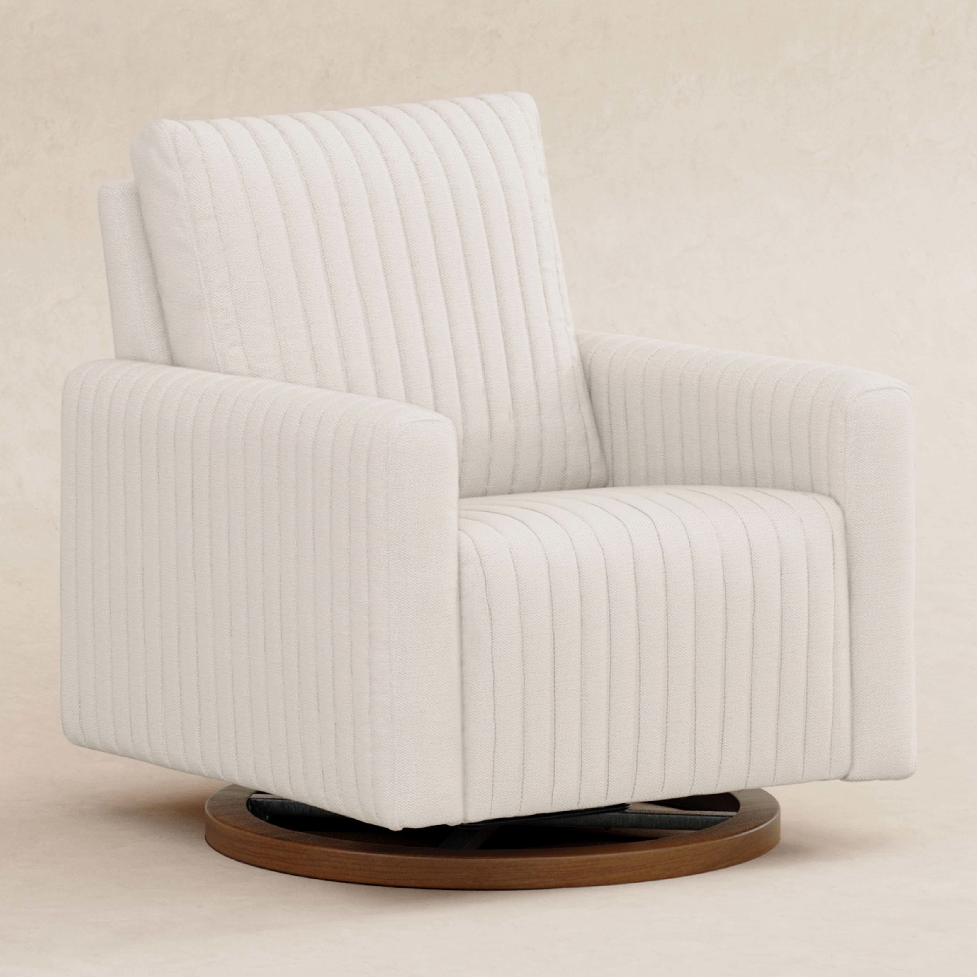 Babyletto Poe Channeled Swivel Glider in Eco-Performance Fabric | Water Repellent & Stain Resistant