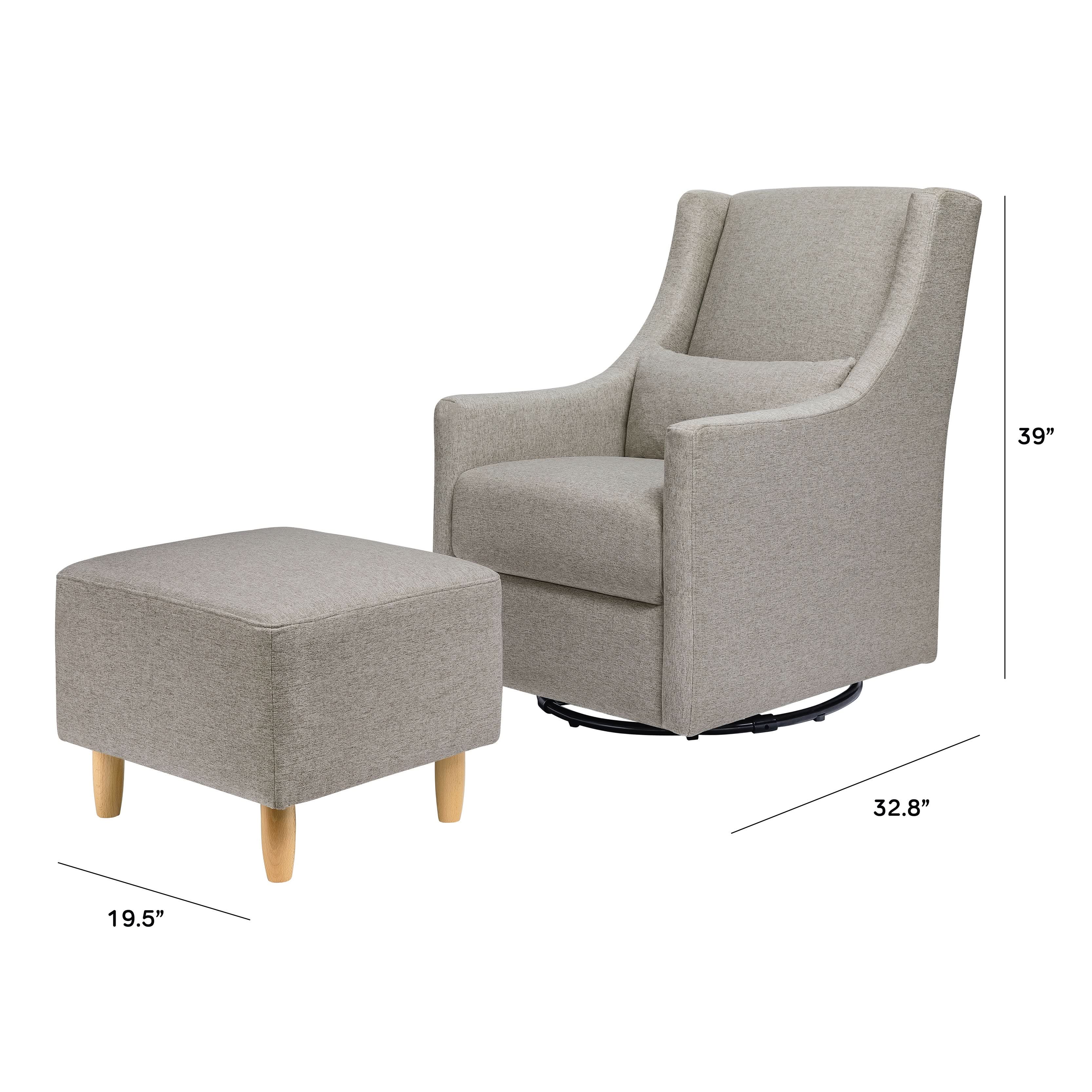Babyletto Toco Swivel Glider and Ottoman in Eco-Performance Fabric | Water Repellent & Stain Resistant