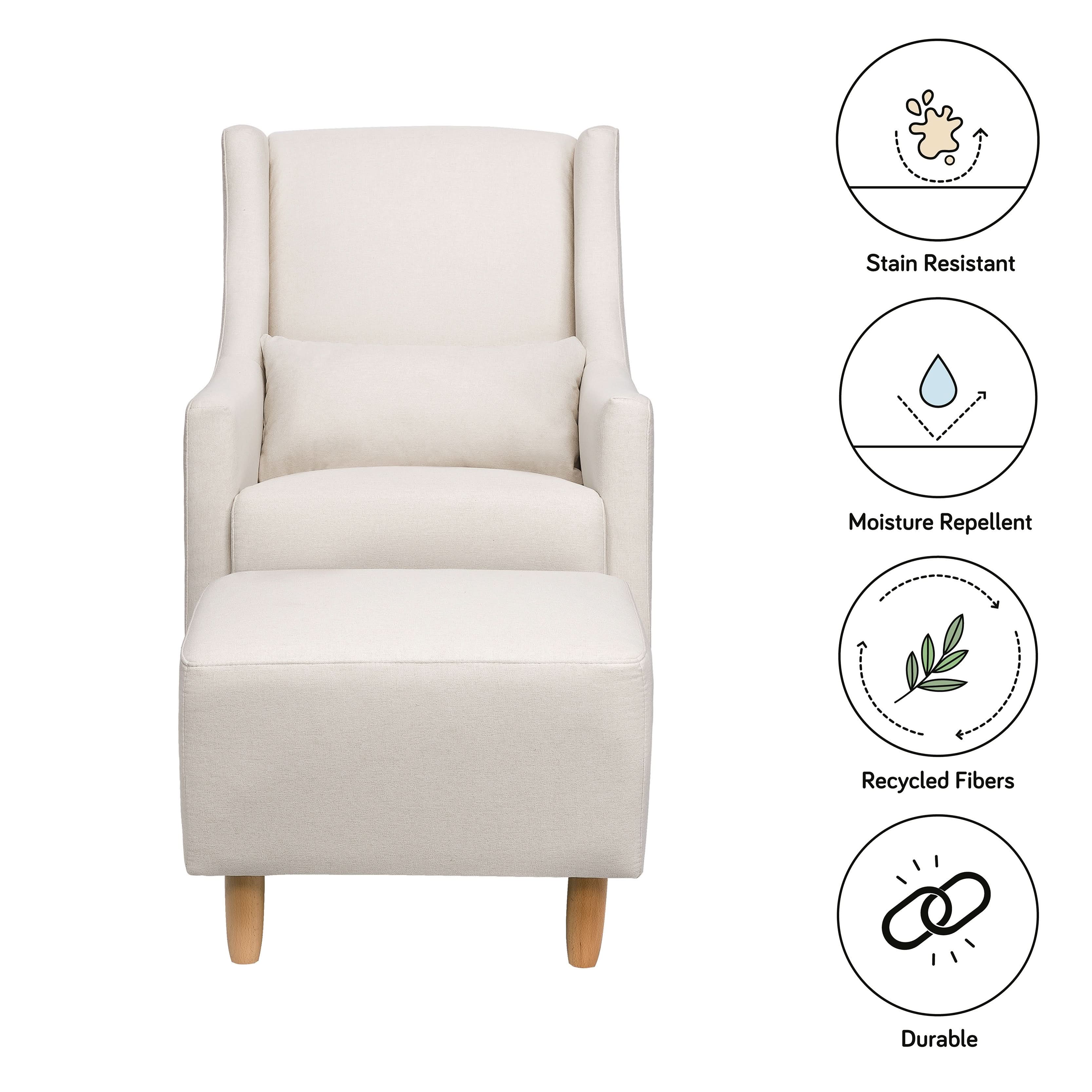 Babyletto Toco Swivel Glider and Ottoman in Eco-Performance Fabric | Water Repellent & Stain Resistant