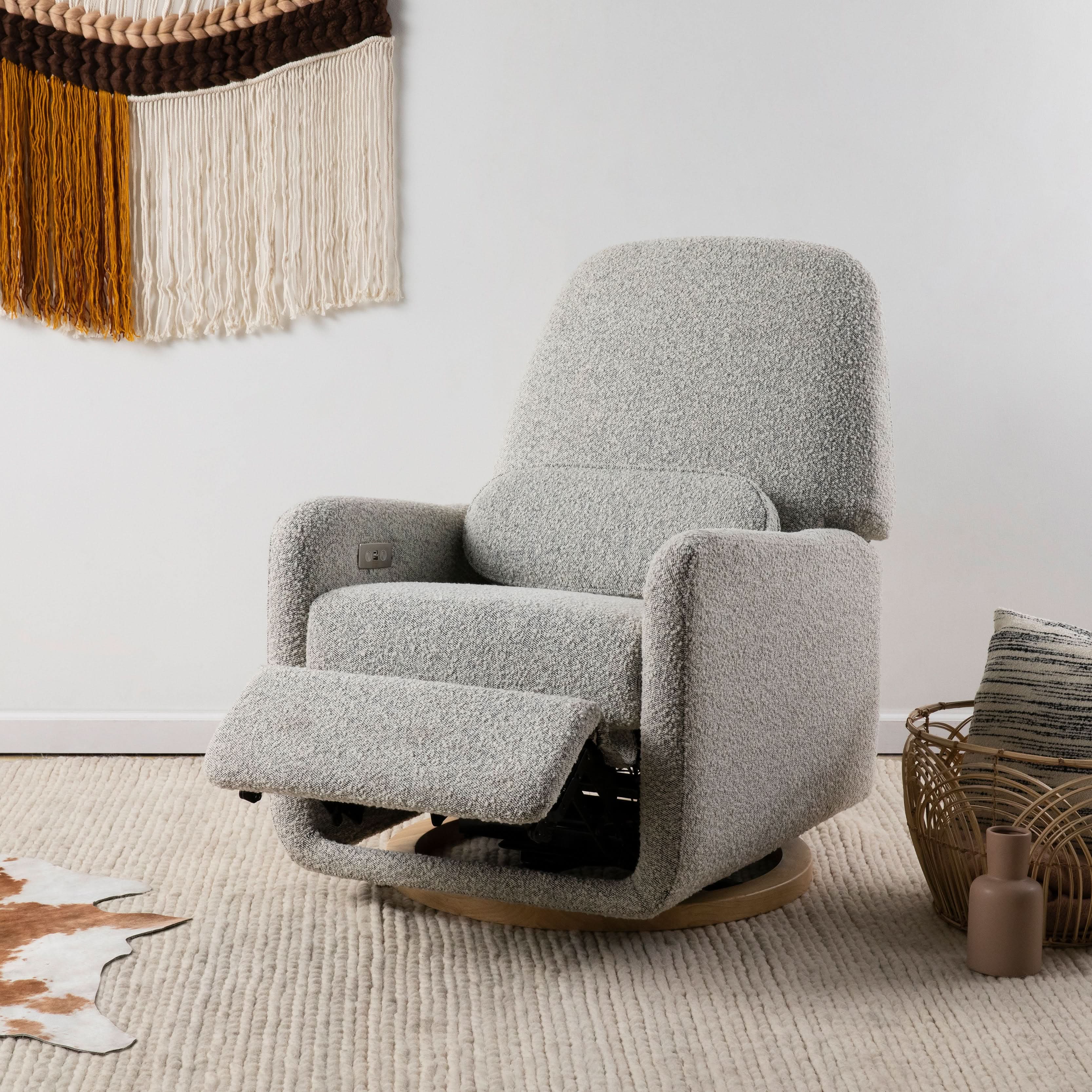 Babyletto Arc Electronic Recliner and Swivel Glider in Boucle with USB port