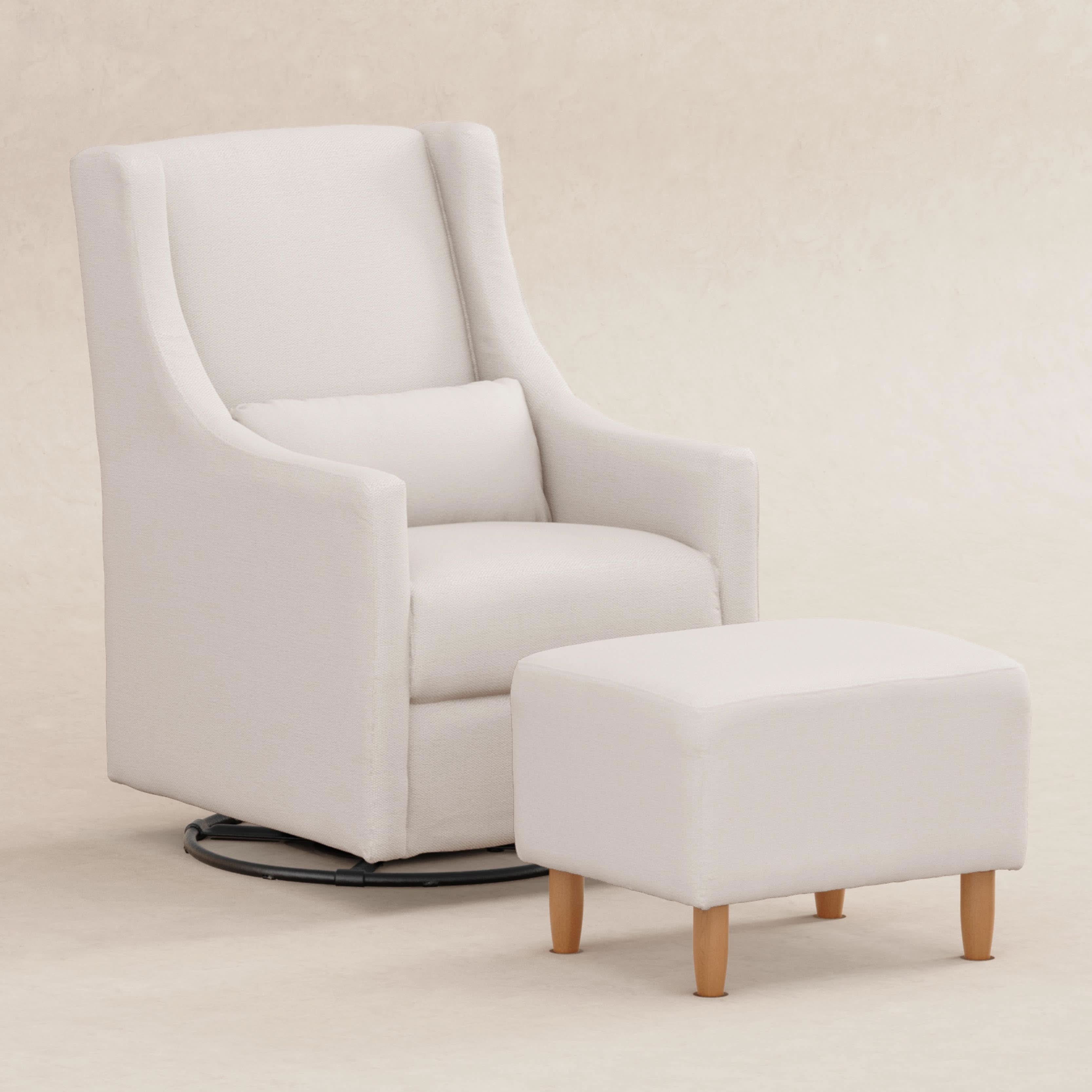 Babyletto Toco Swivel Glider and Ottoman in Eco-Performance Fabric | Water Repellent & Stain Resistant