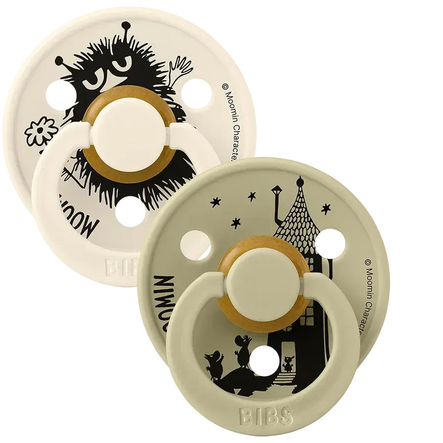 BIBS x Moomin Colour Pacifiers 2 pack Stinky | Ivory/Khaki
