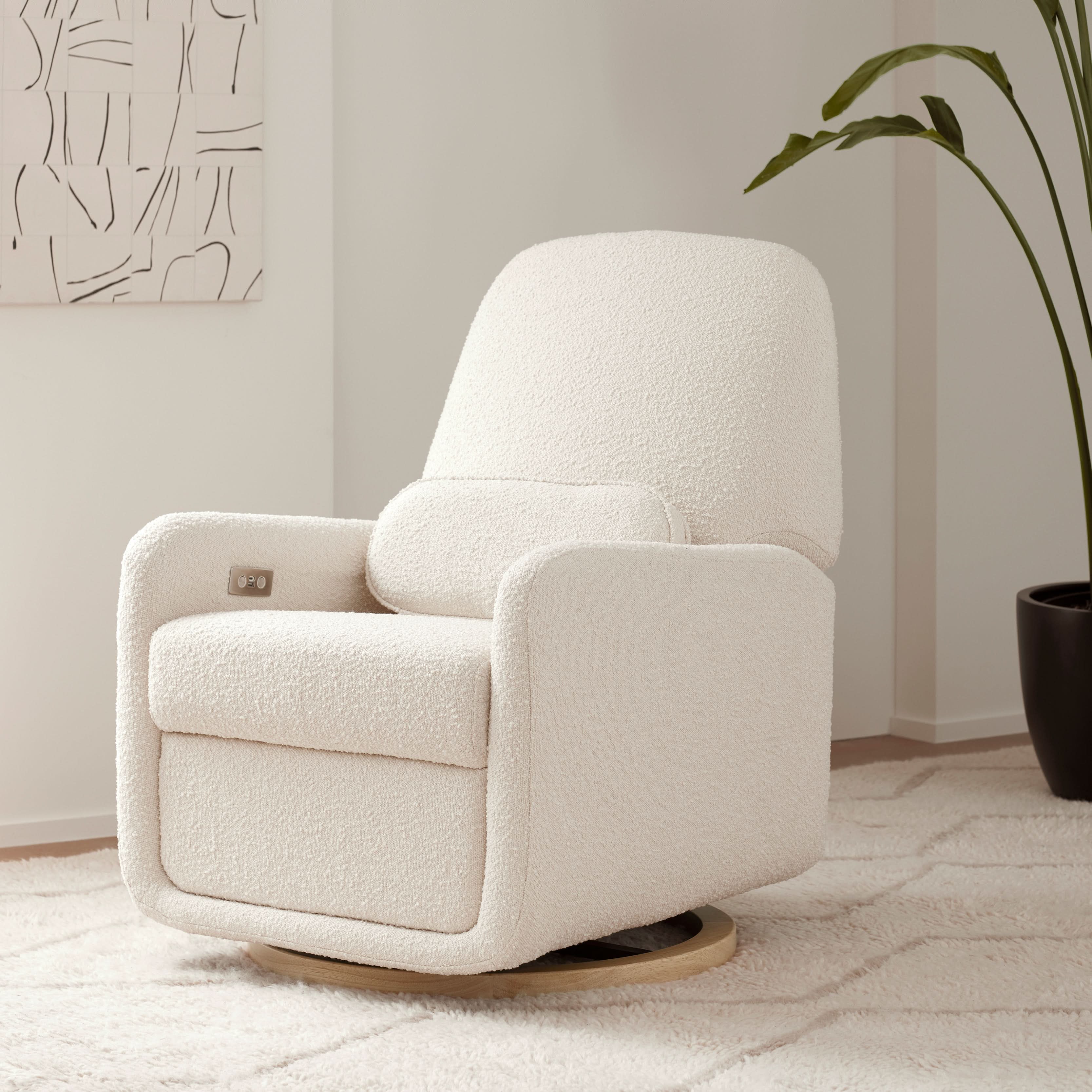 Babyletto Arc Electronic Recliner and Swivel Glider in Boucle with USB port