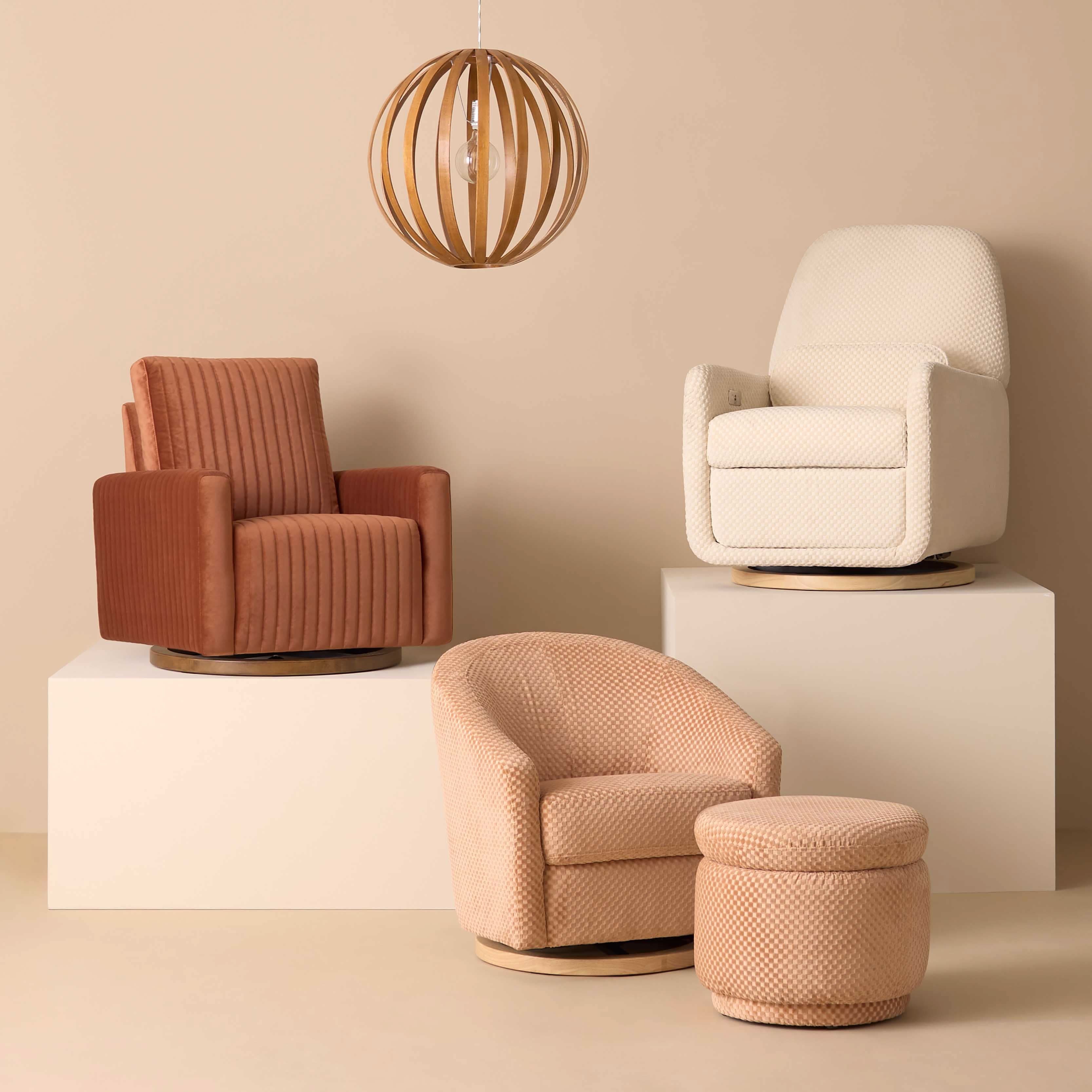 Babyletto Enoki Storage Ottoman in Velvet Checker