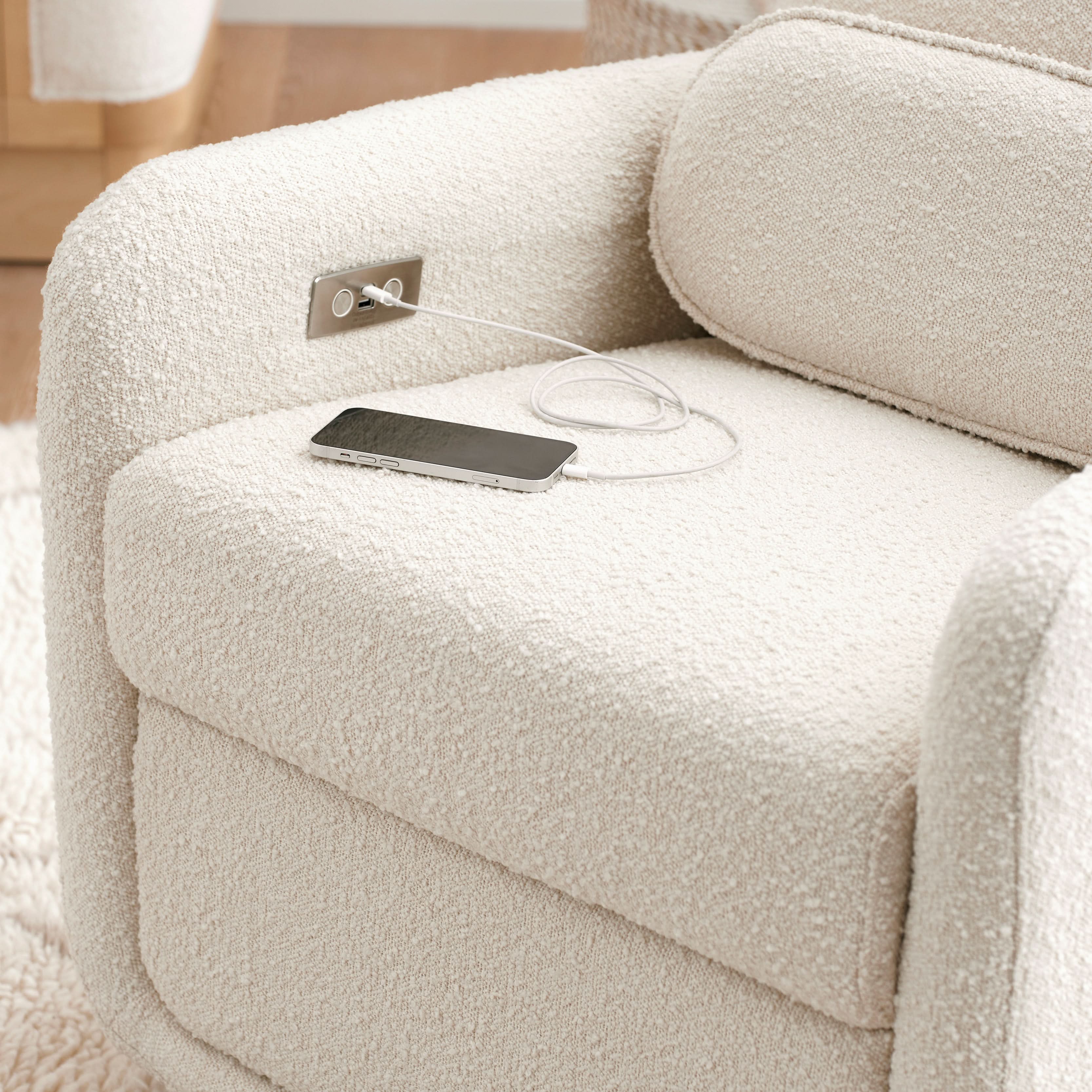 Babyletto Arc Electronic Recliner and Swivel Glider in Boucle with USB port