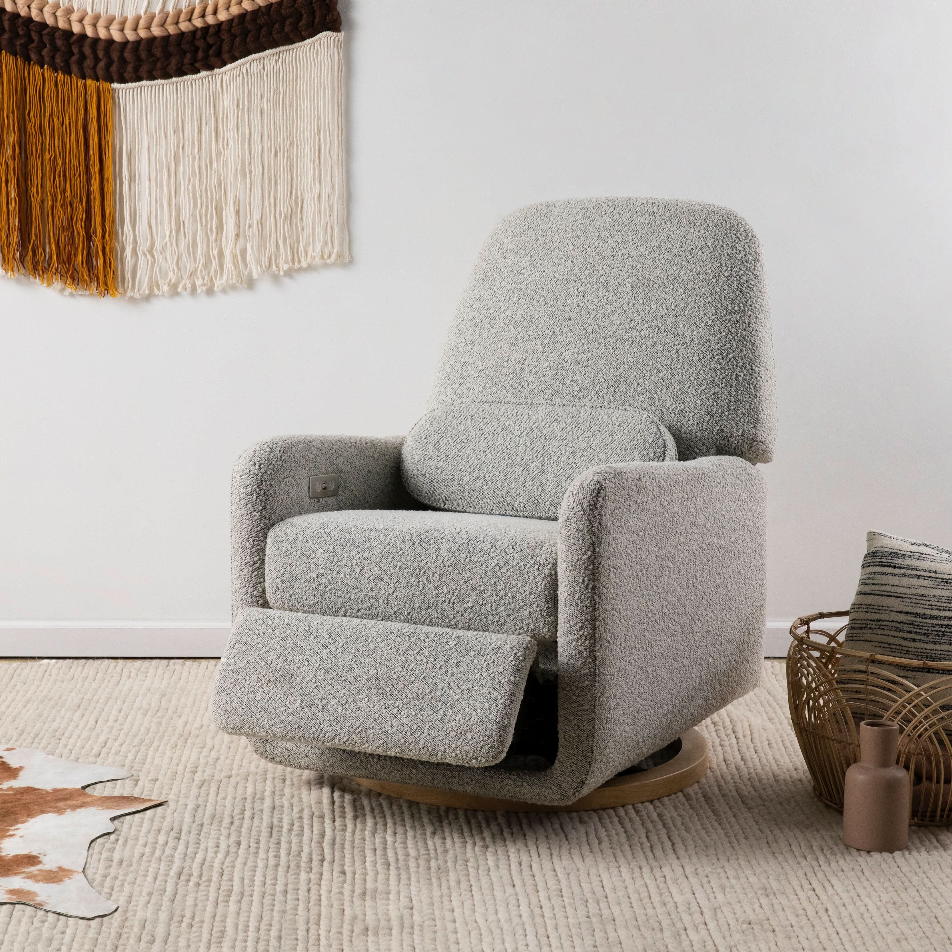 Babyletto Arc Electronic Recliner and Swivel Glider in Boucle with USB port